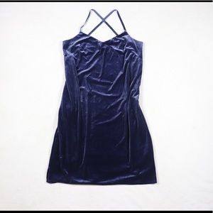 White House black market velvet blue vneck dress